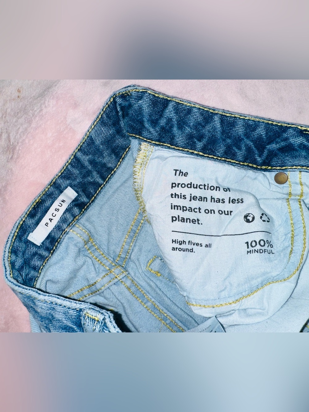 PacSun Two-Tone Blue Straight Leg Jeans - Picture 2 of 14